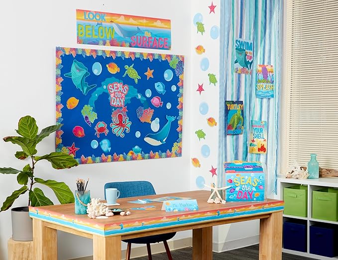 Eureka Seas The Day Fish Paper Cut-Out Classroom Decorations for Teachers, 36 Pieces