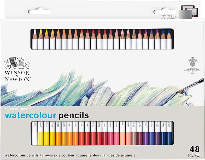 Winsor & Newton Studio Collection Artist Pencils, Watercolour Pencil Tin, 48 piece