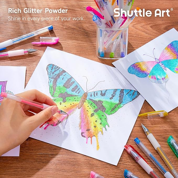 Shuttle Art 160 Pack Glitter Gel Pens, 80 Colors Glitter Gel Pens Set with 80 Refills for Adults Coloring Books Drawing Crafts Scrapbooking Journaling