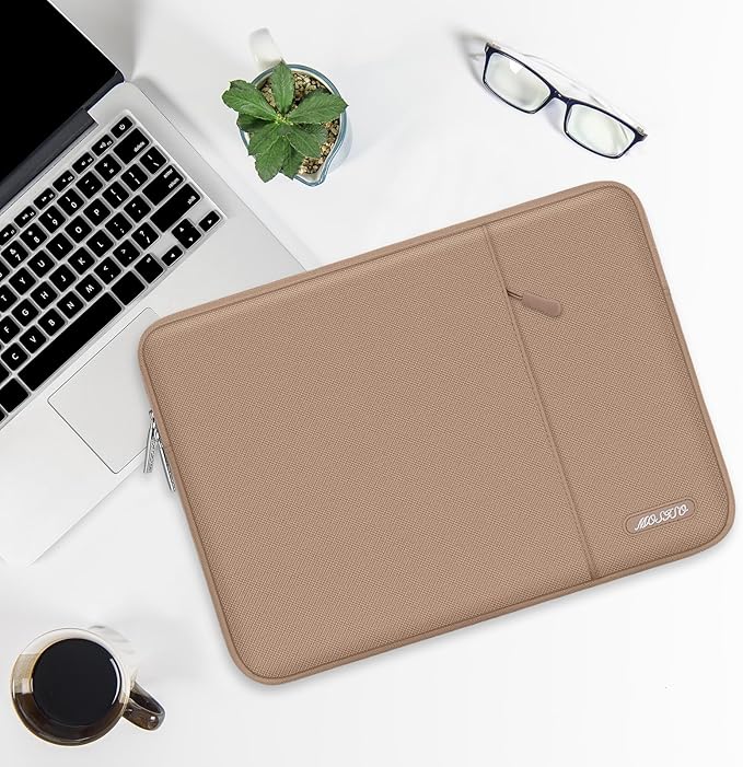 MOSISO Laptop Case 15 inch, 15 inch Laptop Sleeve Compatible with MacBook Air 15 M4 A3241 M3 A3114 M2 A2941 2025 2024 2023,Dell XPS 15,Polyester Vertical Computer Sleeve Bag with Pocket, Bronze Brown