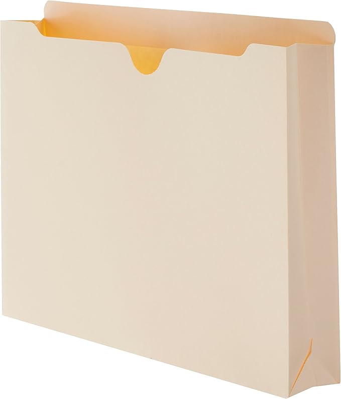 Amazon Basics File Folders Jacket, Reinforced Straight-Cut Tab, 2 Inch Expansion, 50-Pack, Letter Size, Manila