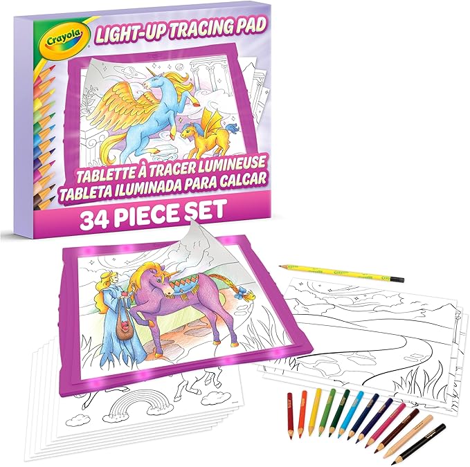 Crayola Light Up Tracing Pad Pink, Essential Easter Basket Stuffers, Best Birthday Gifts for Girls & Boys, 6, 7, 8 Year Olds, Kids Toys, Light Box Art Kit for Kids [Amazon Exclusive]