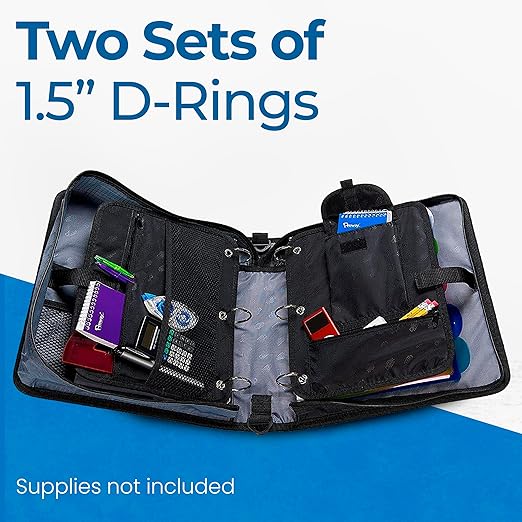 Case-it The Dual 2-in-1 Zipper Binder | Two 1.5-Inch D-Rings, 600 Sheet Capacity, Pencil Pouch & Multiple Pockets | School & Office Organizer with Shoulder Strap | Dual-101 Spearmint