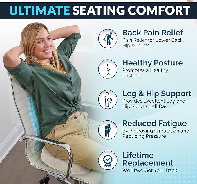 ComfiLife Premium Gel & Memory Foam Seat Cushion – Doctor Recommended Office Chair Cushion, Car Seat Cushion – Chair Cushions for Back & Sciatica Pain Relief – Seat Cushions for Office & Desk (Beige)