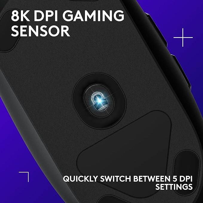 Logitech G203 Wired Gaming Mouse, 8,000 DPI, Rainbow Optical Effect LIGHTSYNC RGB, 6 Programmable Buttons, On-Board Memory, Screen Mapping, PC/Mac Computer and Laptop Compatible - Black