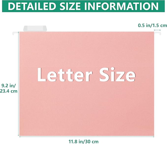 Extra Capacity Hanging File Folders,25 Pack Reinforced Letter Size Pink Hanging Folders with Heavy Duty,Designed for Bulky Files,Medical Charts,Assorted Colors