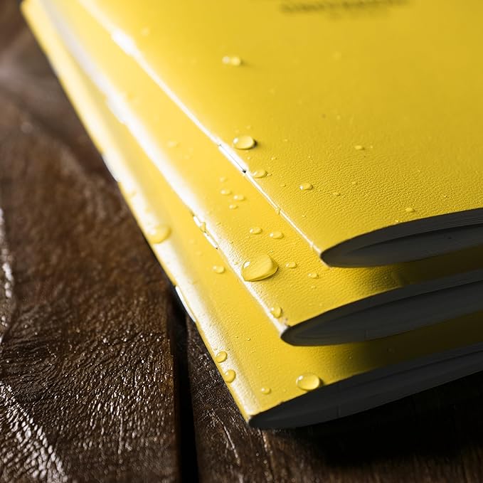 Rite in the Rain All-Weather Stapled Notebook, 4 5/8" x 7", Yellow Cover, Level Pattern, 3 Pack (No. 311FX)