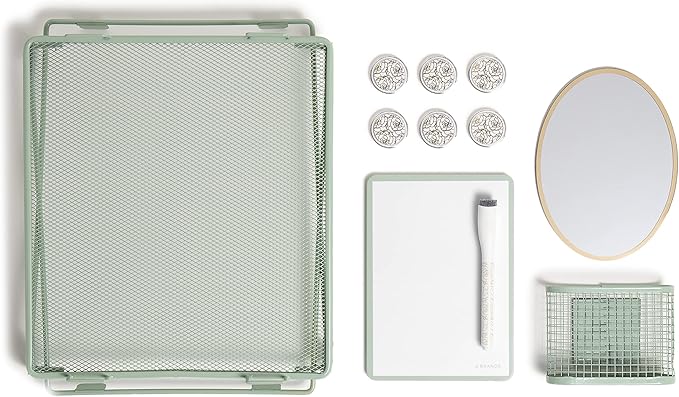 U Brands Urban Garden Locker Accessory Kit, with Magnets, Mirror, Whiteboard, Marker, Organizer, Shelf