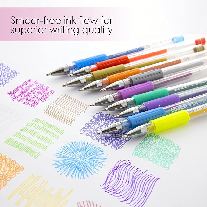 BAZIC Products Essence Scented Glitter Color Gel Pen, Comfort Grip Acid Free Smooth Writing for Drawing Coloring Greeting Card Art Gift (6/Pack), 2-Packs