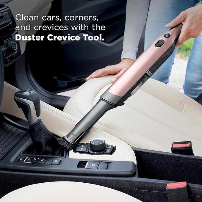 Shark WANDVAC Cordless Hand Vac, Lightweight, Portable at 1.4 lbs., Powerful Suction, Charging Dock, One-Touch Empty for Car & Home, Multi-Surface Pet Tool & Duster Crevice Tool, Rose Gold, WV201RGBRN