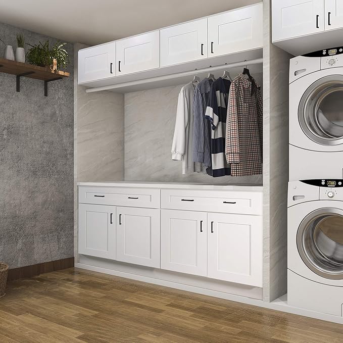 Design House Brookings Shaker Fully Assembled Wall Kitchen Cabinet W3036, 30 W x 12 D x 36 H, Painted White, Solid Wood, Design House, 569111