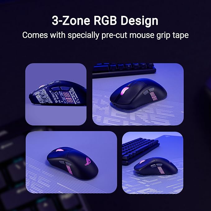 ASUS ROG Keris II Origin Wireless Gaming Mouse – Right-Handed Ergonomic, 65g, Tri-Mode Connectivity, 42K DPI, up to 127Hr Battery, Web-Based Configuration, PC/Mac Support - Black