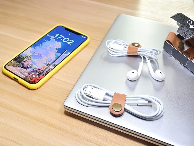 CAILLU Cord Organizer,Cord Keeper,Cable Organizer USB Holder,Cable Straps,Earbud case,wrap Headphone,Headset Winder,Earphone Clips Ties,stocking stuffers for men Gifts Leather