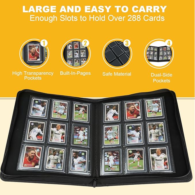 Toploader Binder,Toploader Hard Cases, 9-Pocket Pages Sleeves Hold up 288 Cards.Toploader Card Binder with Sleeves for “3×4” rigid，Card Holder(Hermes Orange)