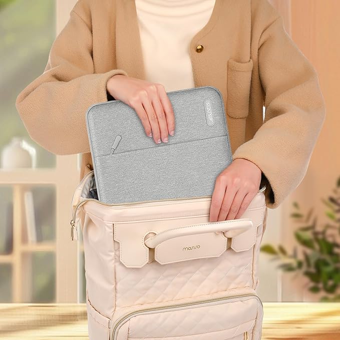 MOSISO Laptop Case 13.3 inch, 13-13.3 inch Laptop Sleeve Compatible with MacBook Air/Pro 13/Pro 14 M5 M4 M3 M2 M1, HP Dell ASUS Lenovo,Polyester Vertical Computer Sleeve Bag with Pocket, Gray