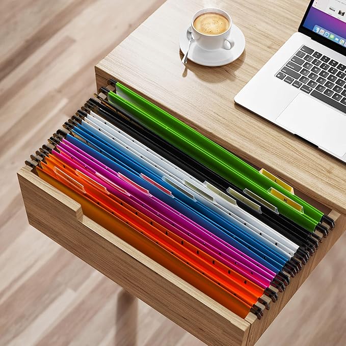 BOENFU Hanging File Folders, Letter Size, 26 Pack Sturdy Plastic Hanging Organizer File Folders for Efficient Filing, Assorted Colors