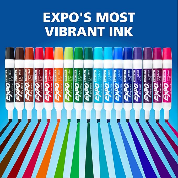 EXPO Dry Erase Markers,Low Odor Ink,Assorted Colors,Chisel Tip,36 Count (Pack of 6)