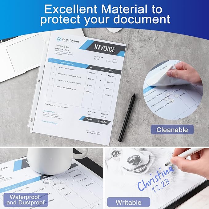 130 Pack Clear Sheet Protectors, 8.5 x 11 inch Page Protectors for 3 Ring Binder,Top Loading Paper Protector for Documents and Photos,Letter Size