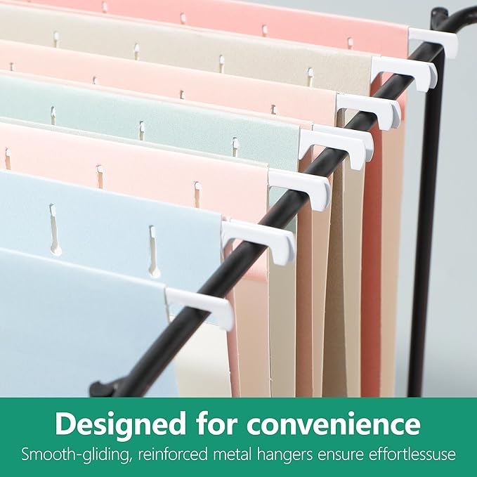 Pink Hanging File Folders,6 Pack Reinforced Hang Folders Letter Size,Adjustable 1/5-Cut Tabs,Designed for Bulky Files,Filing Cabinet