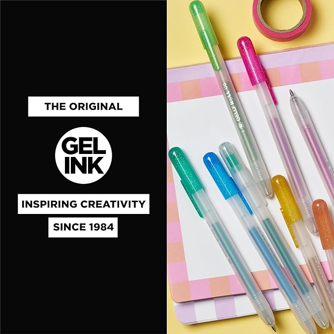 SAKURA Gelly Roll Retractable Gel Pens Colored - Metallic Gel & Medium Point - For Journaling, Art, or Drawing - With Assorted Colored Ink - 10 Pens