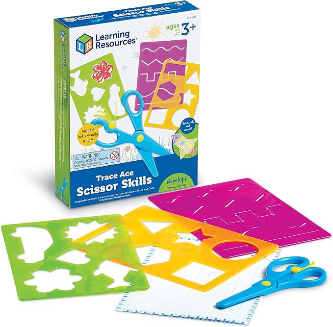 Learning Resources Trace Ace Scissor Skills Set - Develop Scissor Skills, Toddler Scissors, Preschool Learning Activities for Boys and Girls Ages 3+