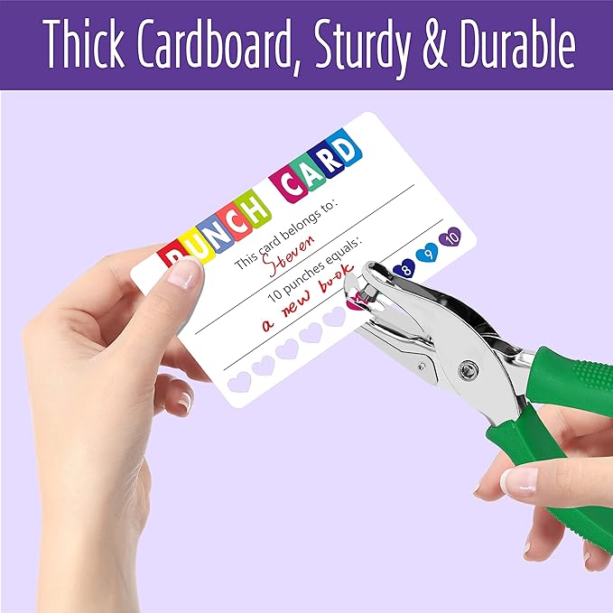 102 PCS Punch Cards, Heart Shaped Incentive Reward Cards Business Size Student Award Cards Boost Creativity & Skills Development for Business, Classroom, Kids Behavior, Students, Teachers, 3.5” x 2”