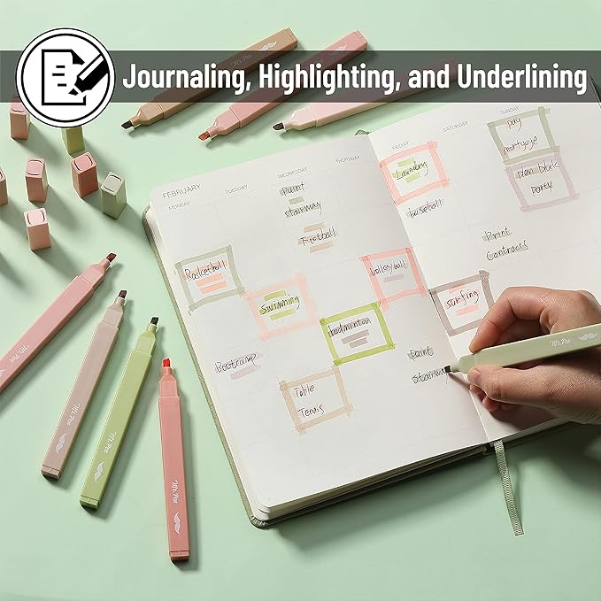 Mr. Pen- Aesthetic Highlighters, 8 pcs, Chisel Tip, Boho Colors, No Bleed Bible Highlighter Pastel, Assorted Colors, Cute
