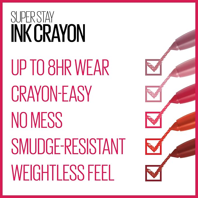 Maybelline SuperStay Ink Crayon Matte Longwear Lipstick With Built-in Sharpener, Know No Limits, 0.04 Ounce