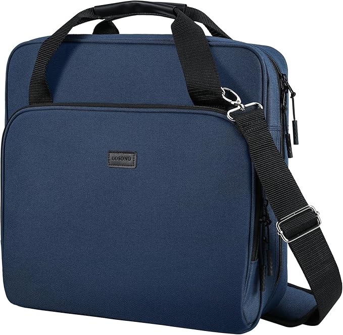 4 Inch 3 Ring Zipper Binder D-Ring, Binder with Strap 800 Sheet Capacity & Multi-Pockets School and Office Binder Organizer, Compatible with 13-Inch MacBook(Patent Design Dark Blue)