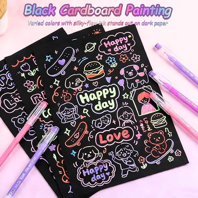 Gel Pens For Coloring, 99 Colors Gel Colored Pens Marker for Adult Coloring Books, 0.6mm Fine Point Pens for Black Paper, Writing, Journaling, Drawing, Art Supplies