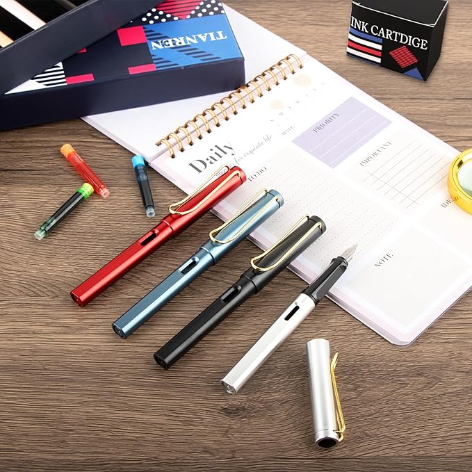 Calligraphy Pen set,Fountain Pens with 8 Different Replaceable Nibs with 60 Ink Cartridges(12 Colors),Calligraphy set for Beginner Writing Drawing.