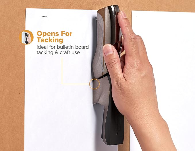 Bostitch Office Heavy Duty Stapler, 40 Sheet Capacity, No Jam, Half Strip, Fits into the Palm of Your Hand, For Classroom, Office or Desk, Black Chrome