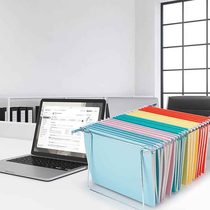 25 Packs Hanging File Folders,Bright Orange Hanging File Folders Letter Size,Hanging Folders with 1/5-cut Tabs,Hanging Folders for Filing Cabinets, File Organizer Folder for Office,School,Home