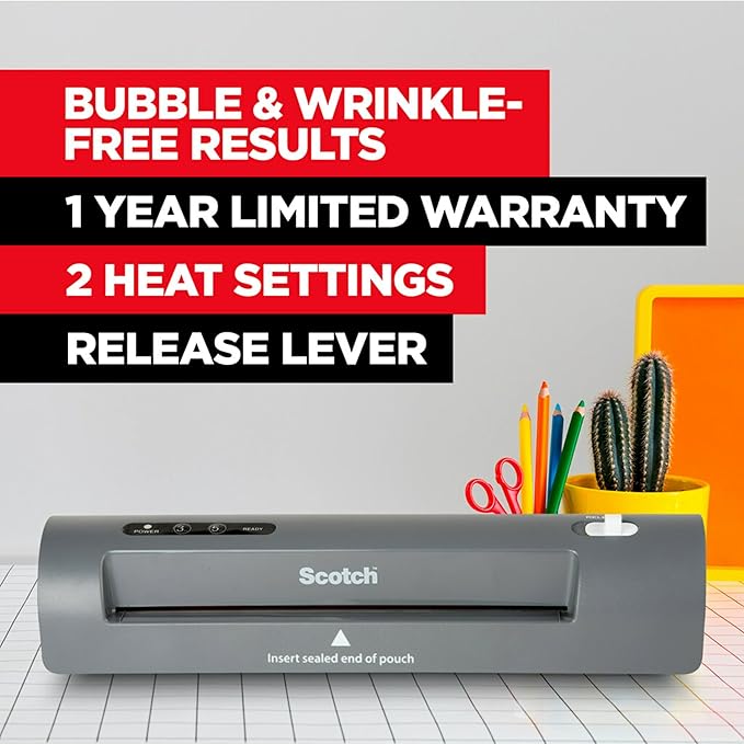 Scotch Thermal Laminator, 2 Roller System for a Professional Finish, Use for Home, Office or School, Suitable for use with Photos (TL901X)