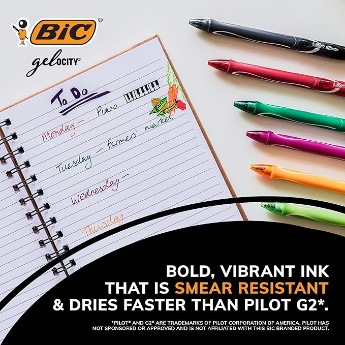 BIC Gelocity Quick Dry Ocean Themed Gel Pens, Medium Point (0.7mm), 8-Count Gel Pen Set, Colored Gel Pens for Note Taking and Journaling