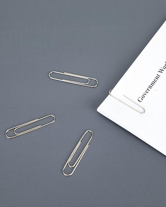 PAPERPAL Paperclips for Office School & Personal Use, Jumbo Smooth Paper Clip (2"), 300 Large Paper Clips (3 Boxes of 100 Each), Silver