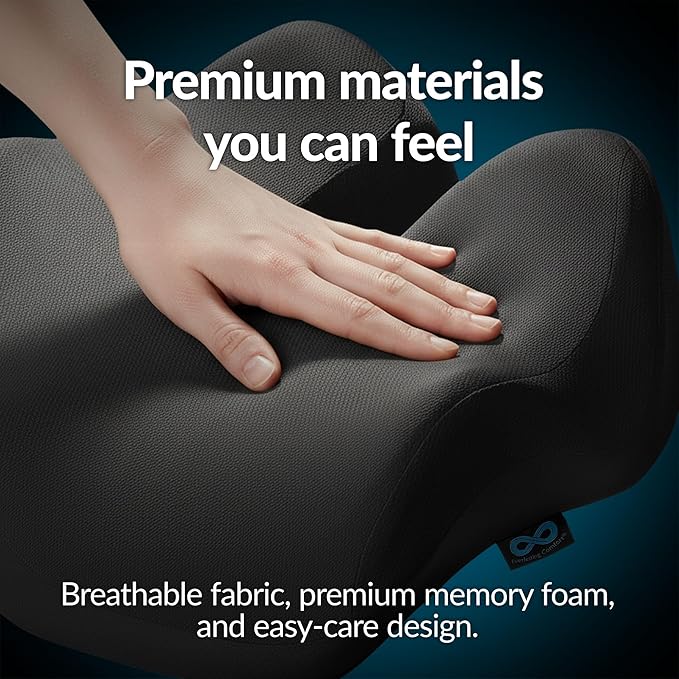 Everlasting Comfort Doctor Recommended Memory Foam Seat Cushion for Office Chairs & Car - Ergonomic Office Desk Accessories - Cushions for Tailbone Pain Relief,Sciatica (Premium Charcoal Black, Large)