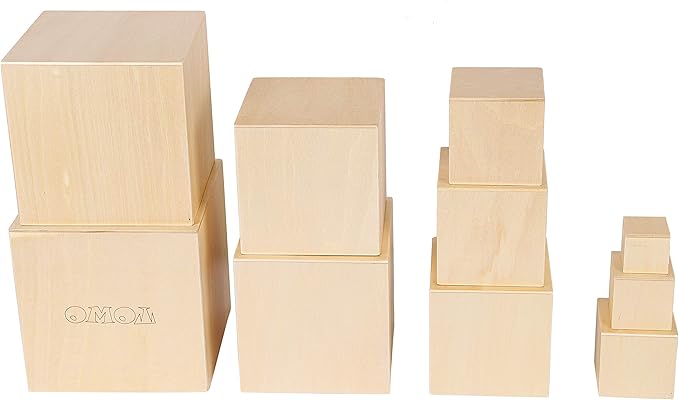 TOWO Wooden Stacking Boxes-Nesting and Sorting Cups Blocks for Toddlers-Stacking Cubes Educational Learning Toys for 2 Years Old Montessori Materials