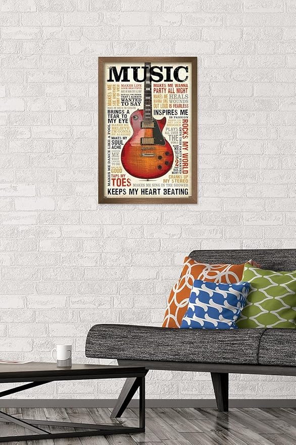 Trends International Music Inspires Me Wall Poster, 14.725" x 22.375", Bronze Framed Version