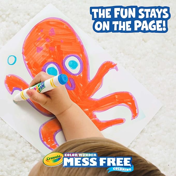 Crayola Color Wonder Mess Free Coloring Kit (120ct), 100 Mess Free Coloring Pages & 20 Mini Markers, Toddler Travel Activity, Gift for Toddlers