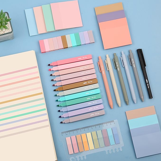 Mr. Pen- Aesthetic Book Annotation Kit, 38 pcs, Aesthetic Highlighters and Gel Pens, Transparent Sticky Notes, Transparent Sticky Tabs for Books, No Bleed Highlighters for Bible Pages No Bleed