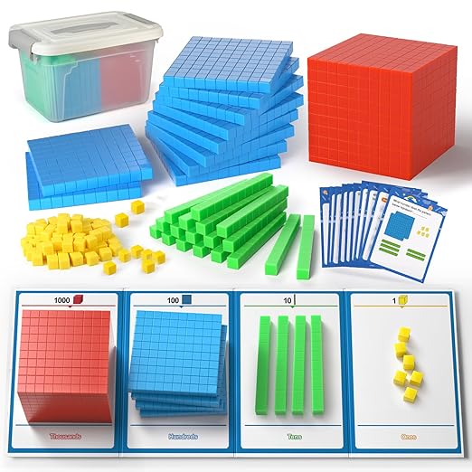Base Ten Blocks with Place Value Chart - Math Manipulatives for Kids.Counting Blocks for Math to Help Educate Kindergarten Teachers.