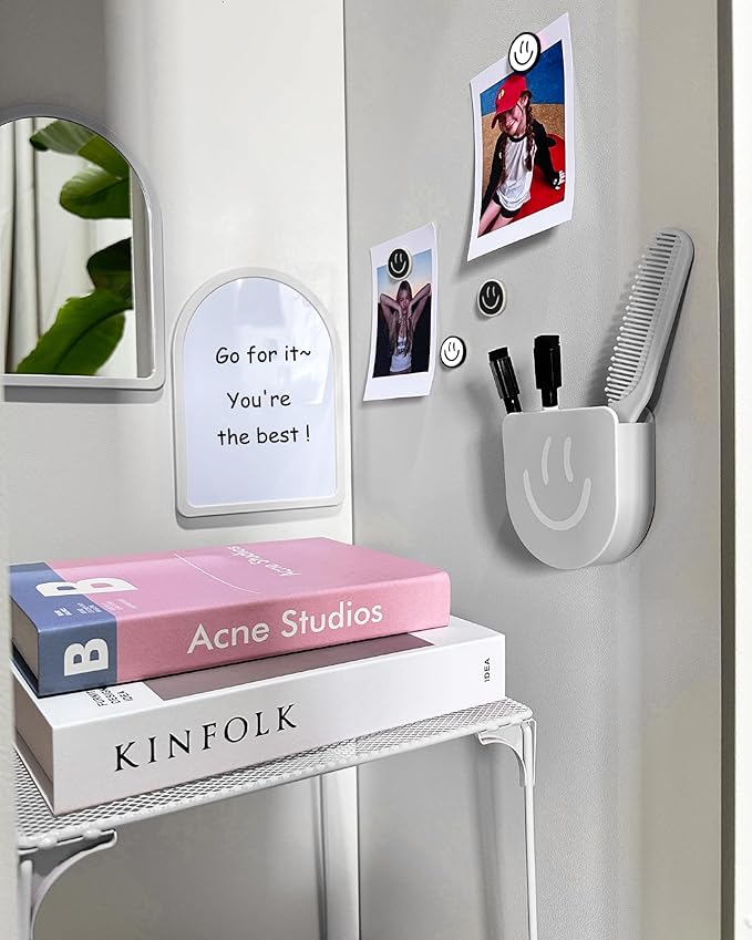 KEYDUACU 10 pcs - Locker Accessories, Locker Decorations Including Mirrors, whiteboards, Magnets and organizing Supplies. Ideal for Back-to-School Essentials and The Office (10 Pcs-Light Gray)
