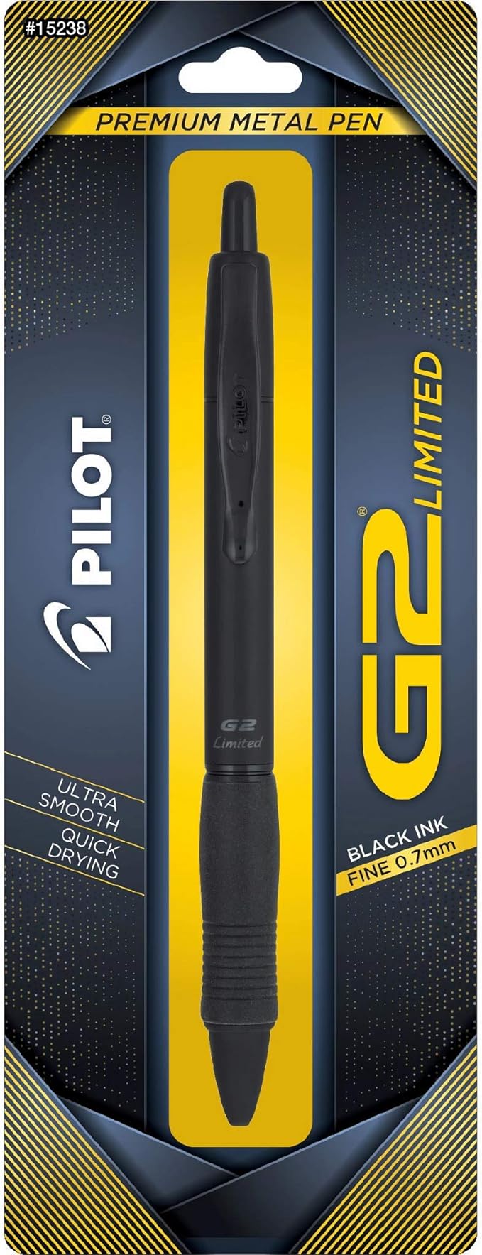Pilot, G2 Limited Premium Gel Roller Pen, Fine Point 0.7 mm, Matte Black Barrel, Black Ink