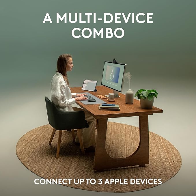 Logitech Pebble 2 Combo for Mac, Wireless Keyboard and Mouse, Slim, Quiet and Portable, Customizable, Bluetooth Mouse and Keyboard, Easy-Switch, for macOS, iPadOS - Tonal Graphite