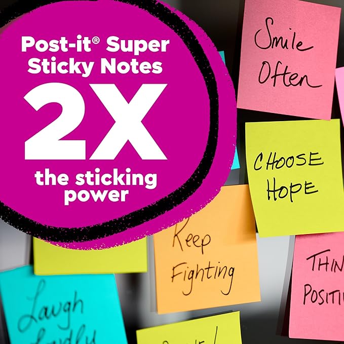 Post-it Super Sticky Notes, 5 Sticky Note Pads, 3 x 3 in., Ideal for Organization in Your Dorm, Home or Office, Single Color Packs Collection, Pink Salt