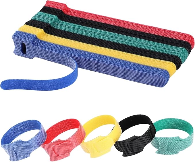 150PCS 8 Inch Cable Ties Reusable Multi-Purpose Wire Ties Cord Organizer Adjustable Cable Management 5 Colors