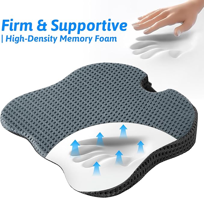 Wedge Car Seat Cushion for Better Visibility & Sciatica Pain Relief - High Density Memory Foam, Non-Slip Ergonomic Car Seat Cushion for Driving, Universal Fit for Car, SUV,Truck & Tractor