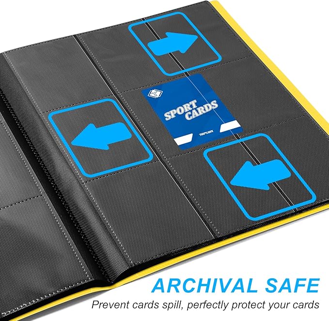 Trading Card Binder, Card Binder Album Folder Book Fit for MTG Baseball Football Sports Cards, Easy to Use Card Collection Binder (yellow, 360 Pockets)