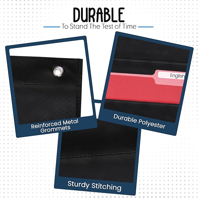 Essex Wares - 3 Pocket File Pocket Chart, Black, 14" Wide x 19.5" Tall - Versatile Wall Hanging File Folder Organizer for Classroom, Office, Home, and More - Wall Folder Organizer - 3 Pockets